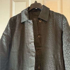 Authentic full logo monogram FENDI long sleeves concealed button coat
